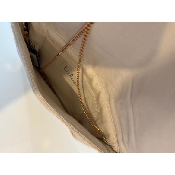 Sabriyya Cream Tweed Beaded Fringe Clutch - Picture 4 of 6